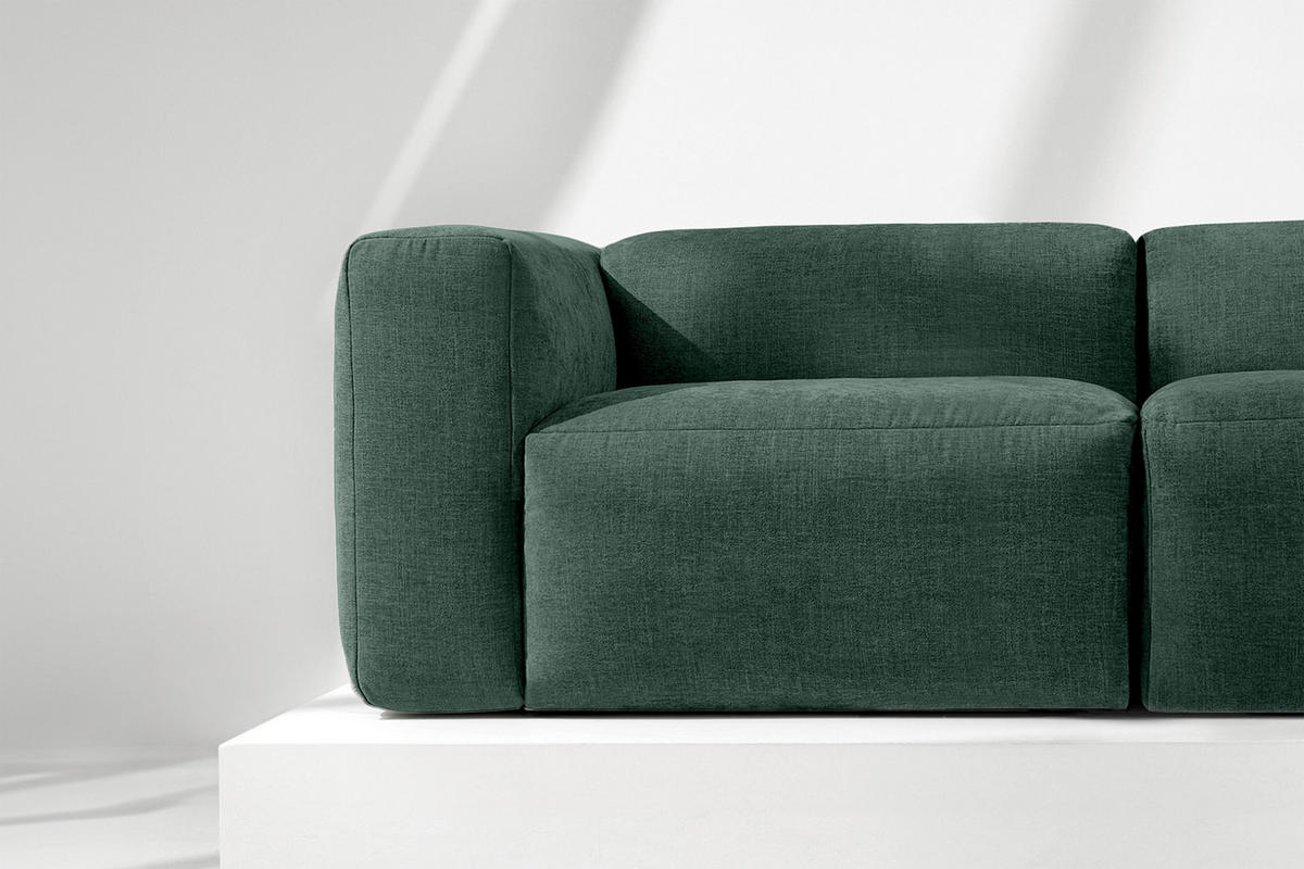 2,5-SITZER-MODULSOFA BUFFO mit extrem weicher und bequemer Sitzfläche, Gewebestoff, maritim - Grün, Textil (250/73/96cm) - KONSIMO®