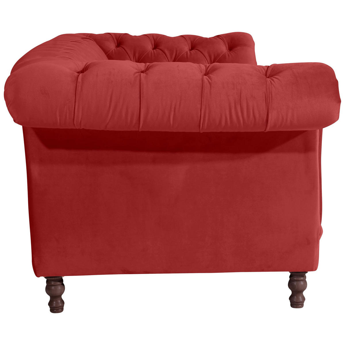 CHESTERFIELD Sofa 3-Sitzer Kaylin Samtvelours ziegel - Dunkelrot, Kunststoff (253/80/100cm) - 58aufmkessel
