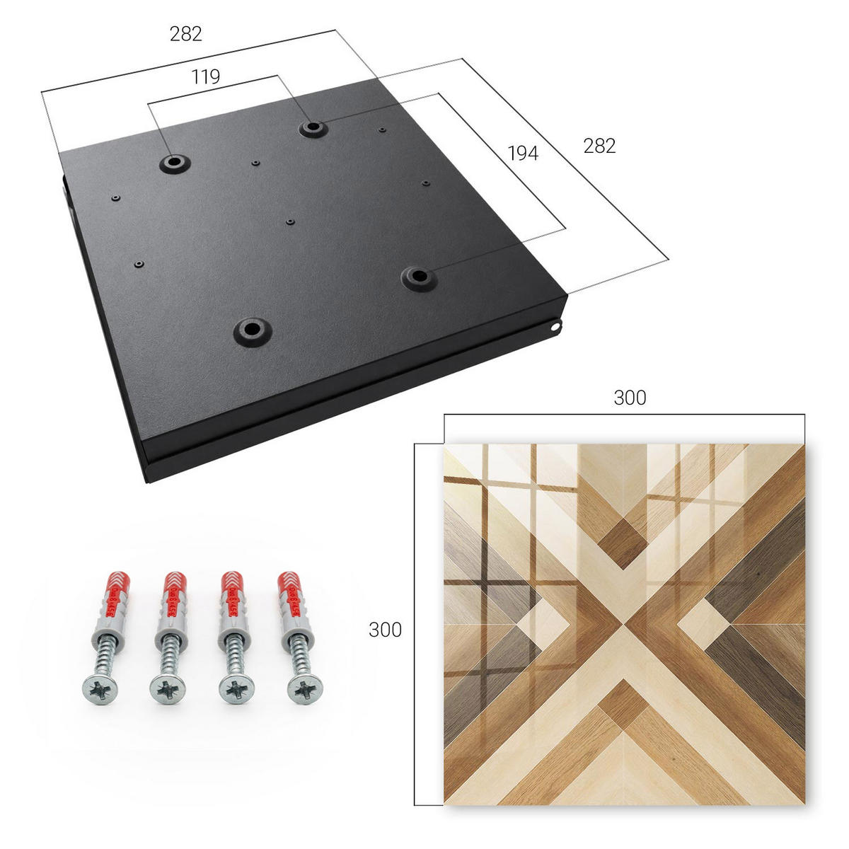 SCHLÜSSELBOX Schwarz 30x30 cm- Türöffnung nach rechts - Eleganz aus Holz - Braun, Metall (30/30/5cm) - TULUP