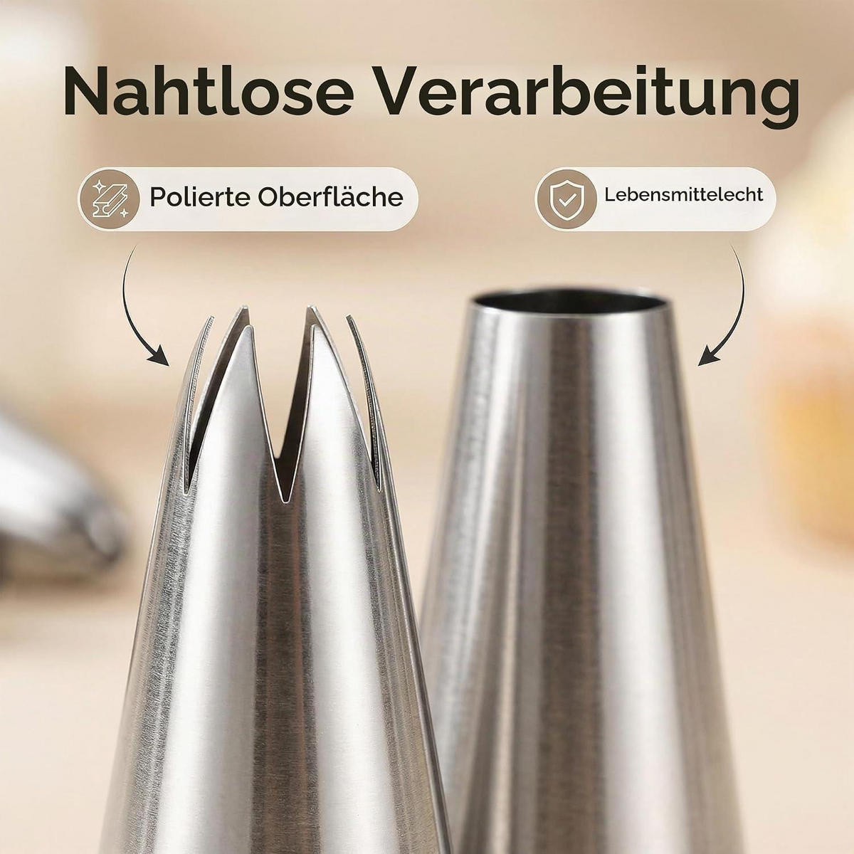 SPRITZTÜLLEN Set 12-teilig Edelstahl - Silberfarben, Metall (2.5/2.5/4.4cm)