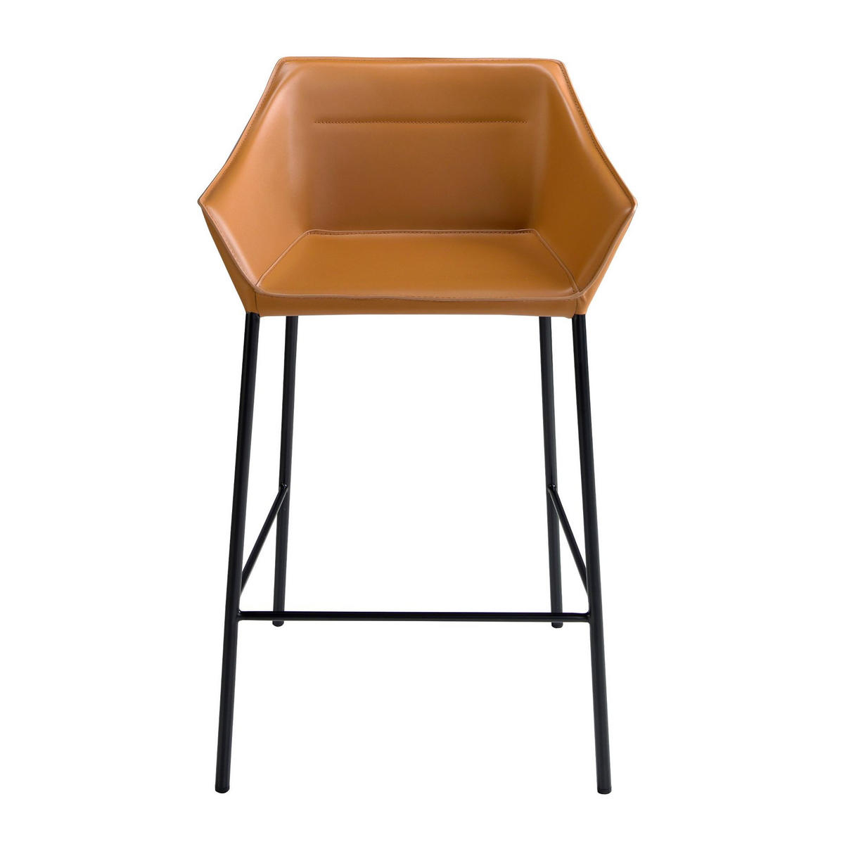 BARHOCKER Hocker aus braunem Kunstleder 59/55/92 cm - Schwarz/Braun, Leder (59/92/55cm) - ANGEL CERDA