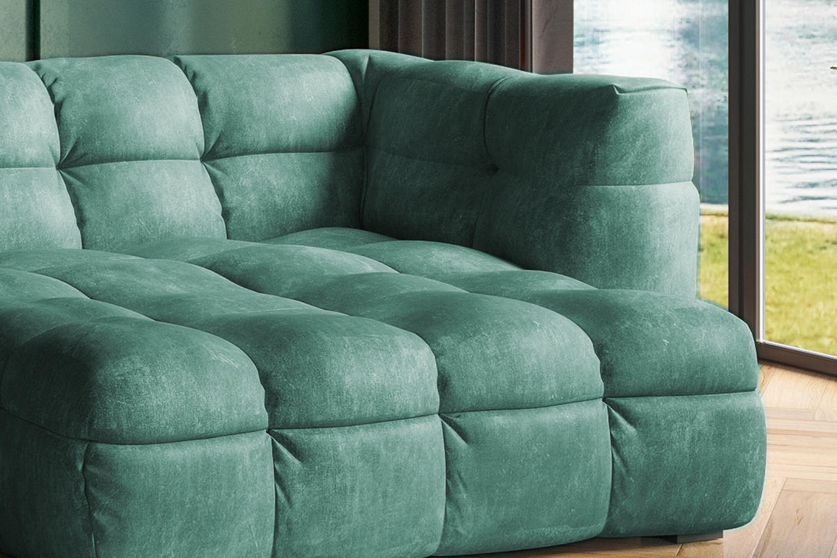ECKSOFA RIO Petrol Velvet - Petrol/Schwarz, Textil (319/170cm) - KAWOLA