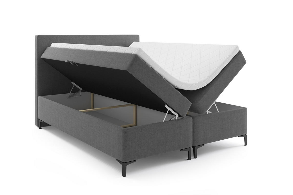 BOXBETT BASIC PLUS 140 x 200 Dunkelgrau - Dunkelgrau, Textil/Metall (140/200cm) - VLR BEDS