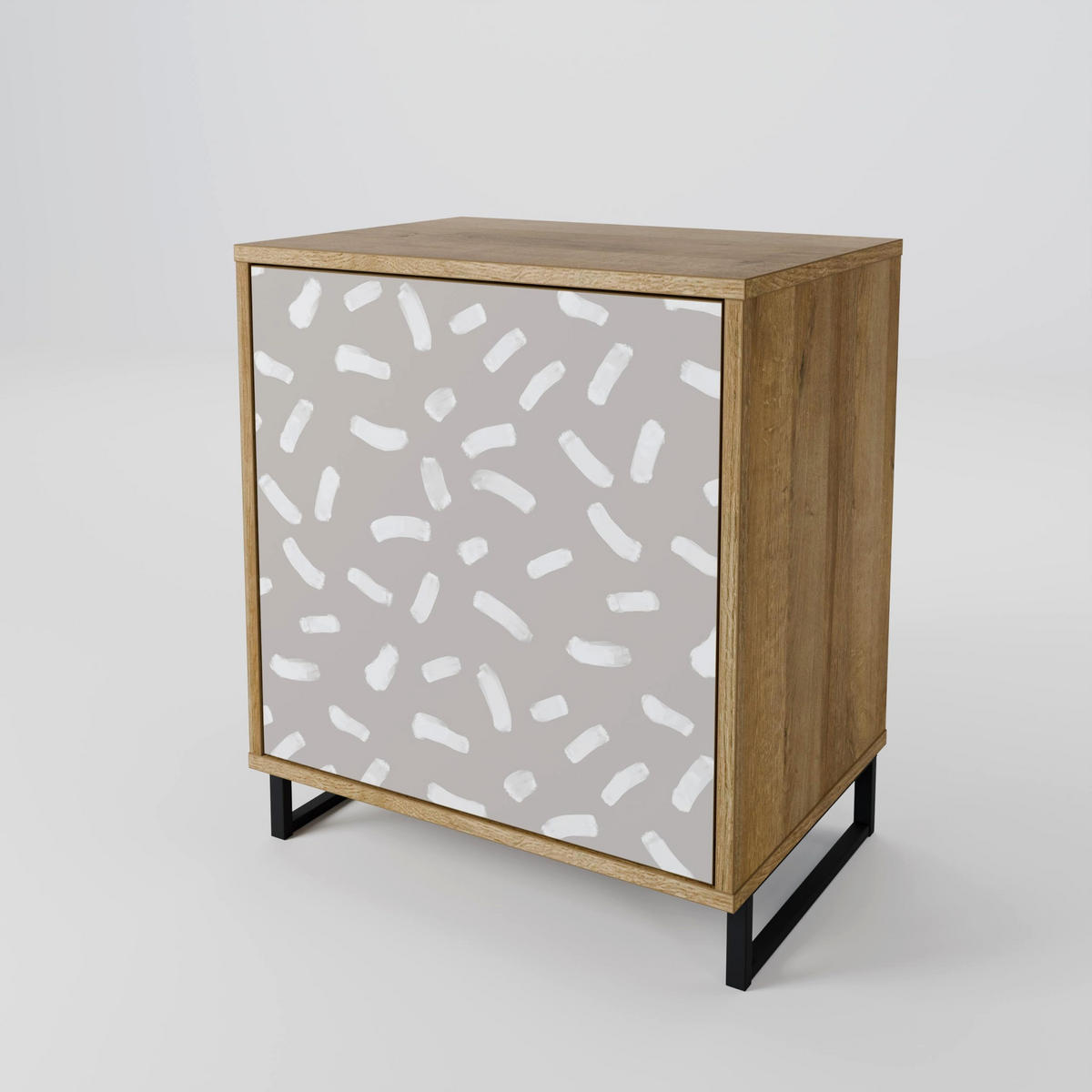 SIDEBOARD PASSING SECONDS, Eichefarben, 57,5x42x70,5 cm, Schwarze Metall-Sternfüße - Eichefarben/Multicolor, Holzwerkstoff/Metall (57.5/70.5/42cm) - SpaceRebels