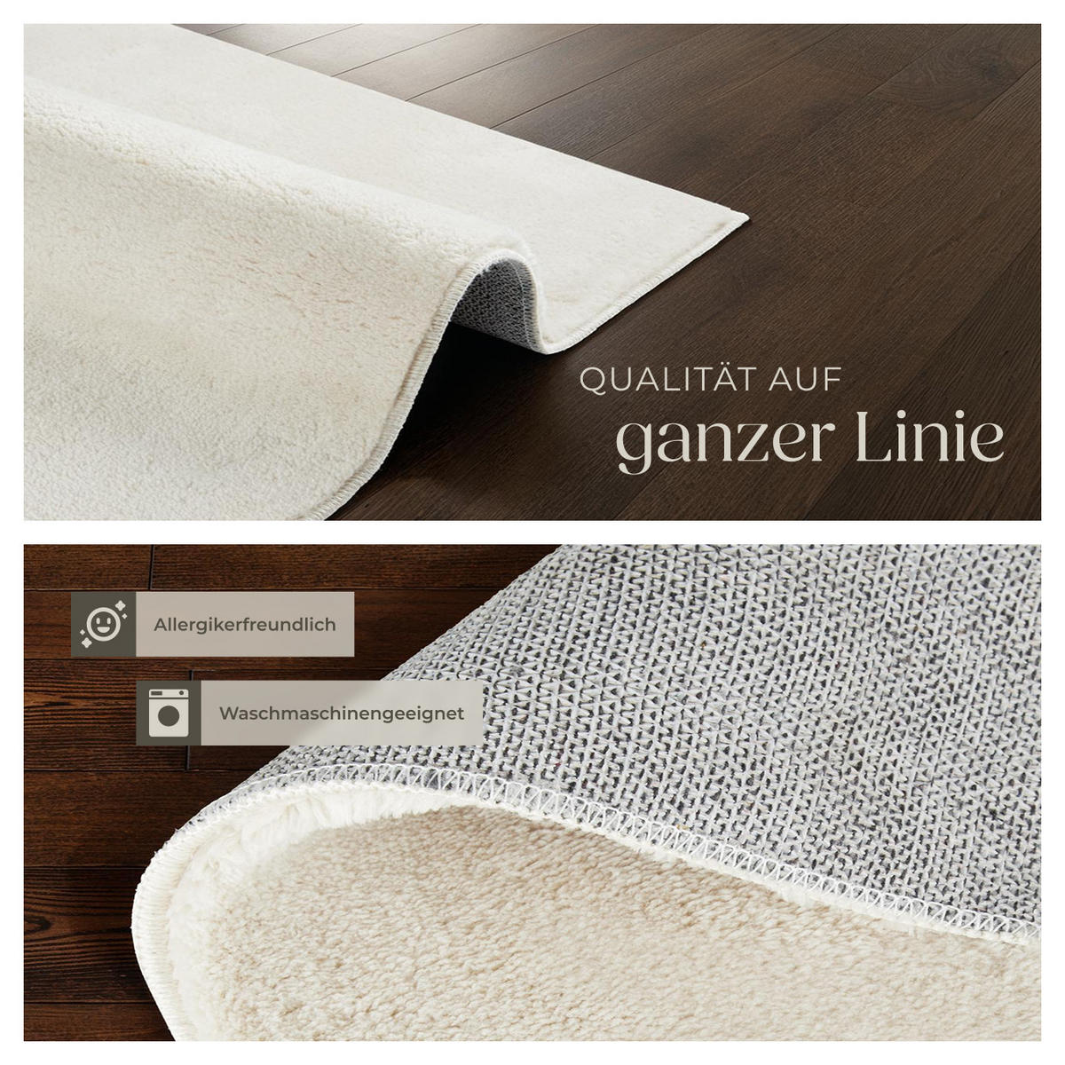 KURZFLORTEPPICH Soft Zone,rutschfeste Unterseite,creme - Creme, Kunststoff (290/200cm) - tectake