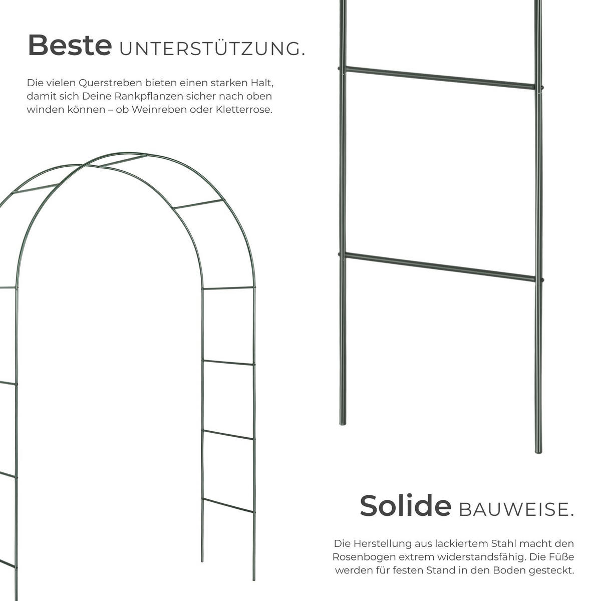 ROSENBOGEN 2er Set, 140 x 40 x 240 cm, grün - Grün, Metall (40/240/140cm) - tectake