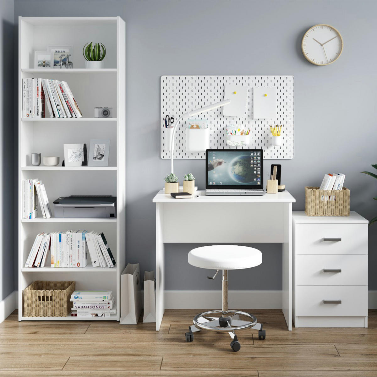 SCHREIBTISCH ULVIK BRK1 Weiß - Weiß, Holzwerkstoff/Kunststoff (50/80/75cm) - Komodee