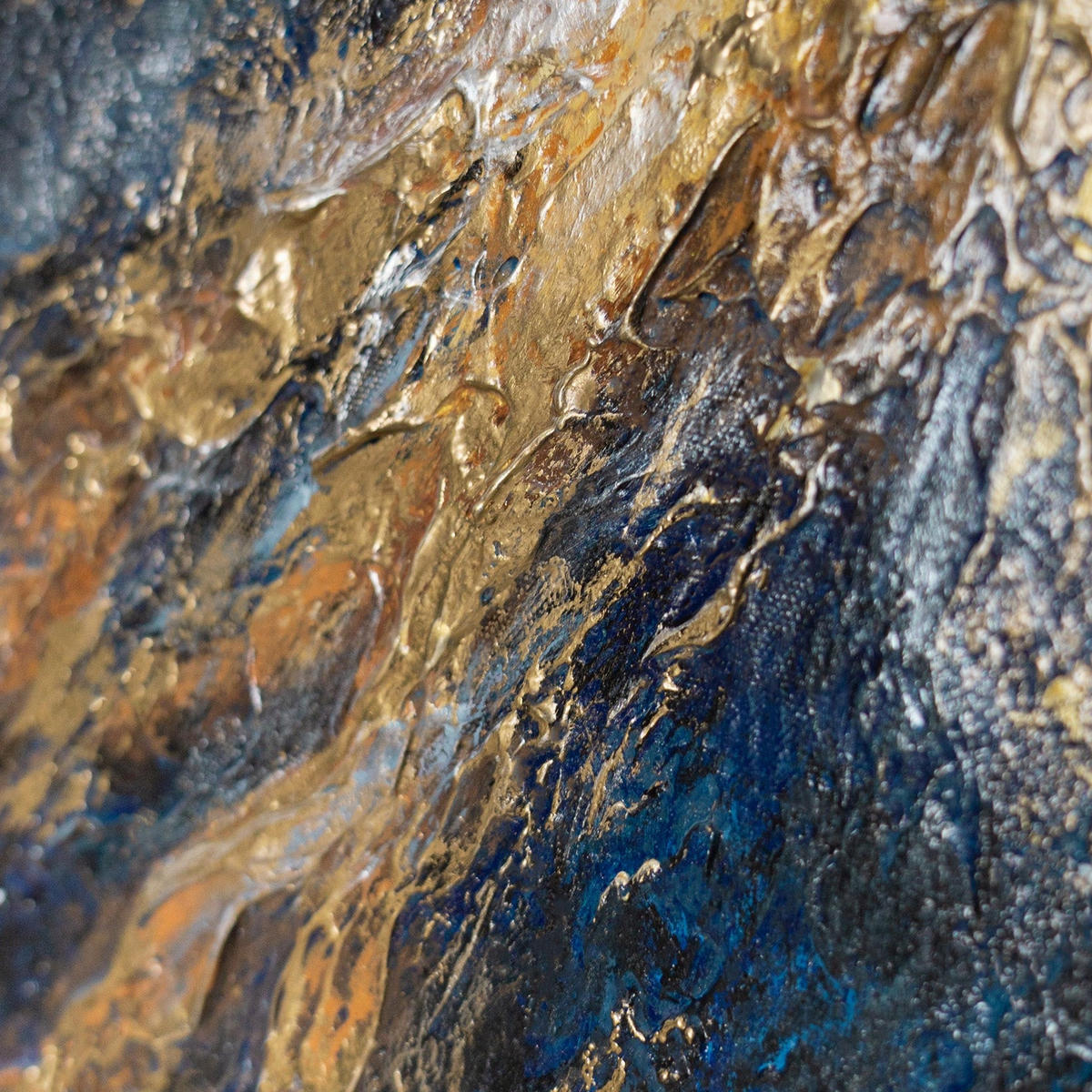 GEMÄLDE Energie des Lichts Schattenfugenrahmen Schwarz-Gold 70x50 cm - Schwarz Hochglanz, Holz (70/50cm) - YS-art gallery