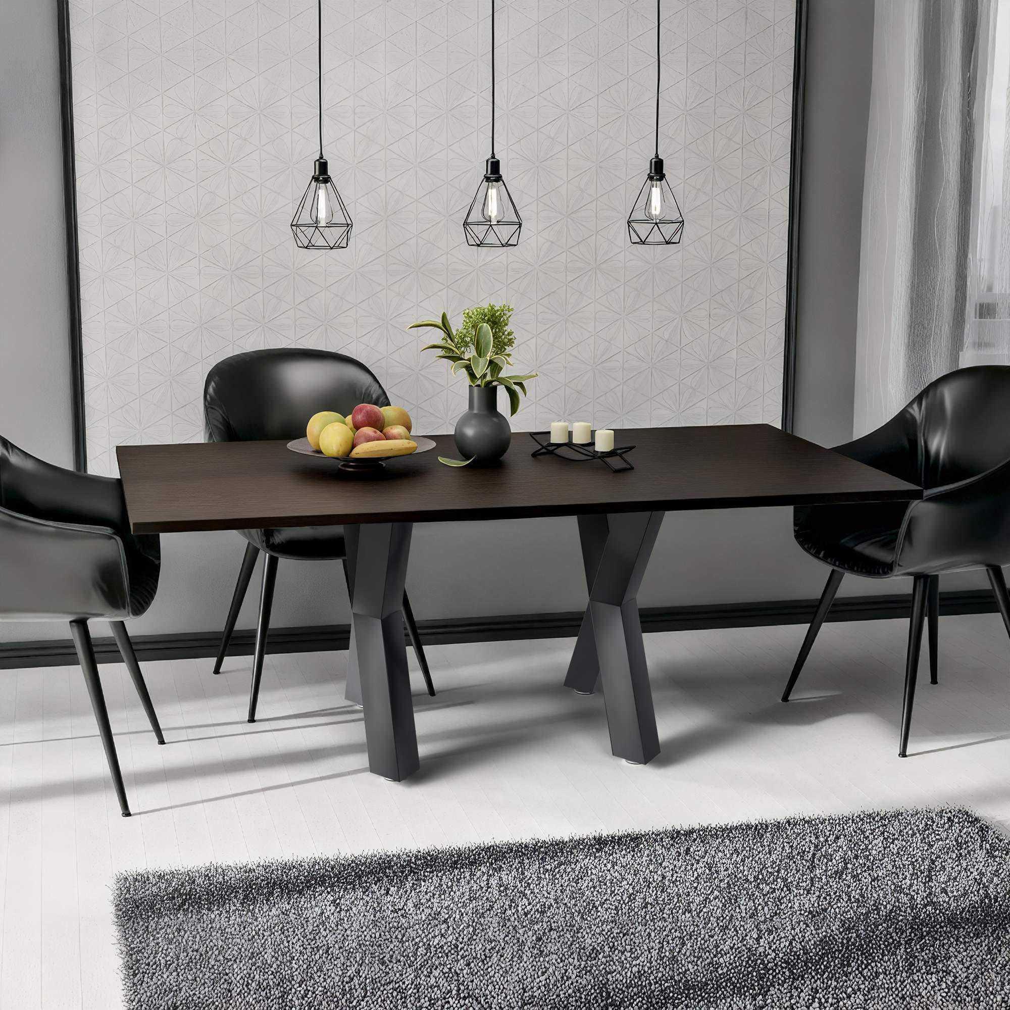 TISCHBEIN eckig 80/14/75 cm Metall schwarz - Schwarz, Metall (80/75/14cm) - CLP