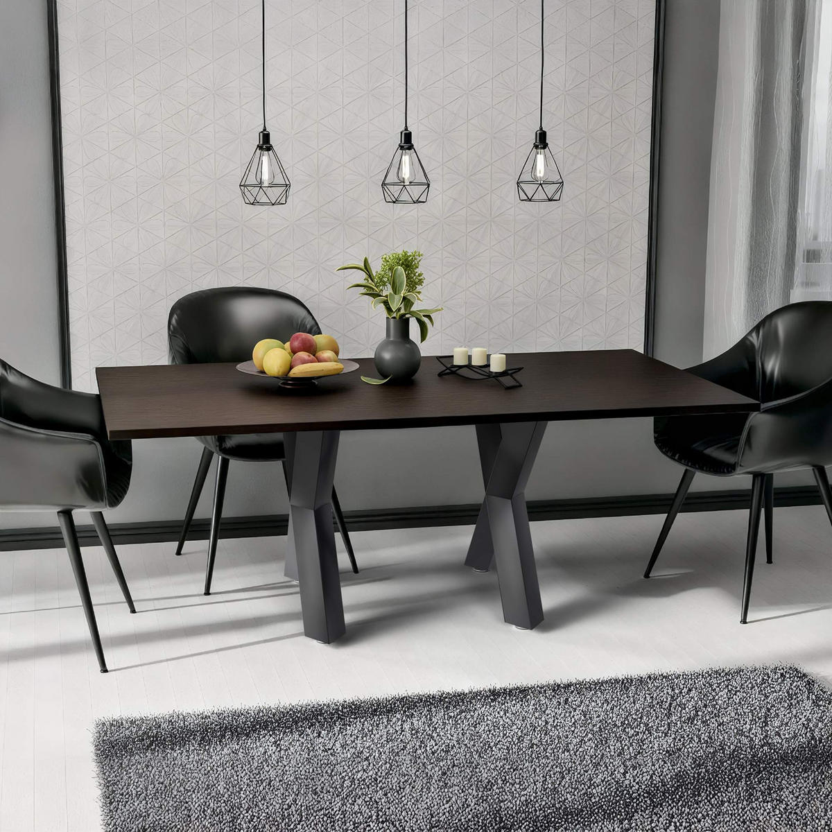 TISCHBEIN eckig 80/14/75 cm Metall schwarz - Schwarz, Metall (80/75/14cm) - CLP