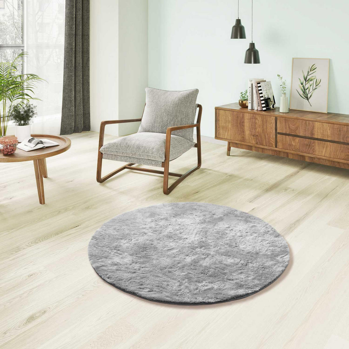 HOCHFLORTEPPICH Silber Roma 120/120 cm - Silberfarben, Kunststoff/Textil (120/120cm) - Atticgo