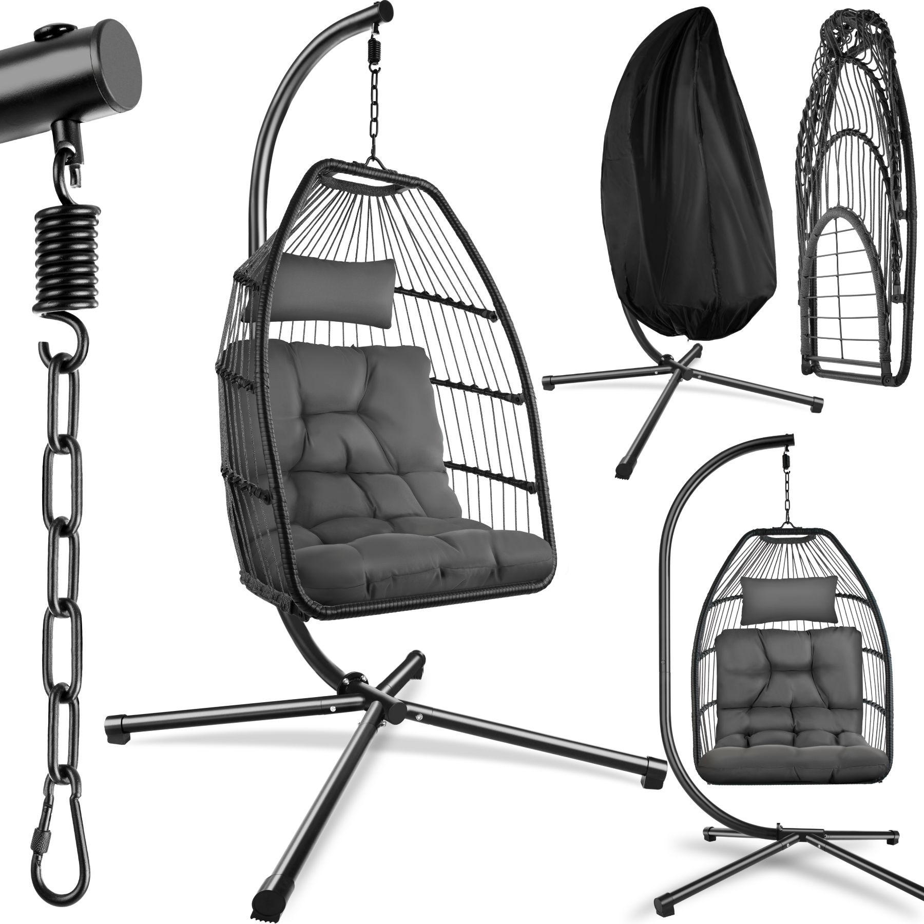 HÄNGESESSEL Ariane,inklusive Schutzhülle, 98 x 107 x 202 cm,dunkelgrau - Dunkelgrau, Kunststoff/Textil (98/202/107cm) - tectake