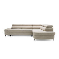 ECKSOFA PRIAM L Rechts mit Schlaffunktion 125x195 Velours Beige - Beige/Schwarz, Holz/Textil (203/275cm) - Muffo