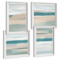 BILDER SET 4er Set - 50x50 cm & 40x60 cm Weißer Rahmen - Abstrakte blaue Landschaften - Weiß, Kunststoff (50/50cm) - TULUP
