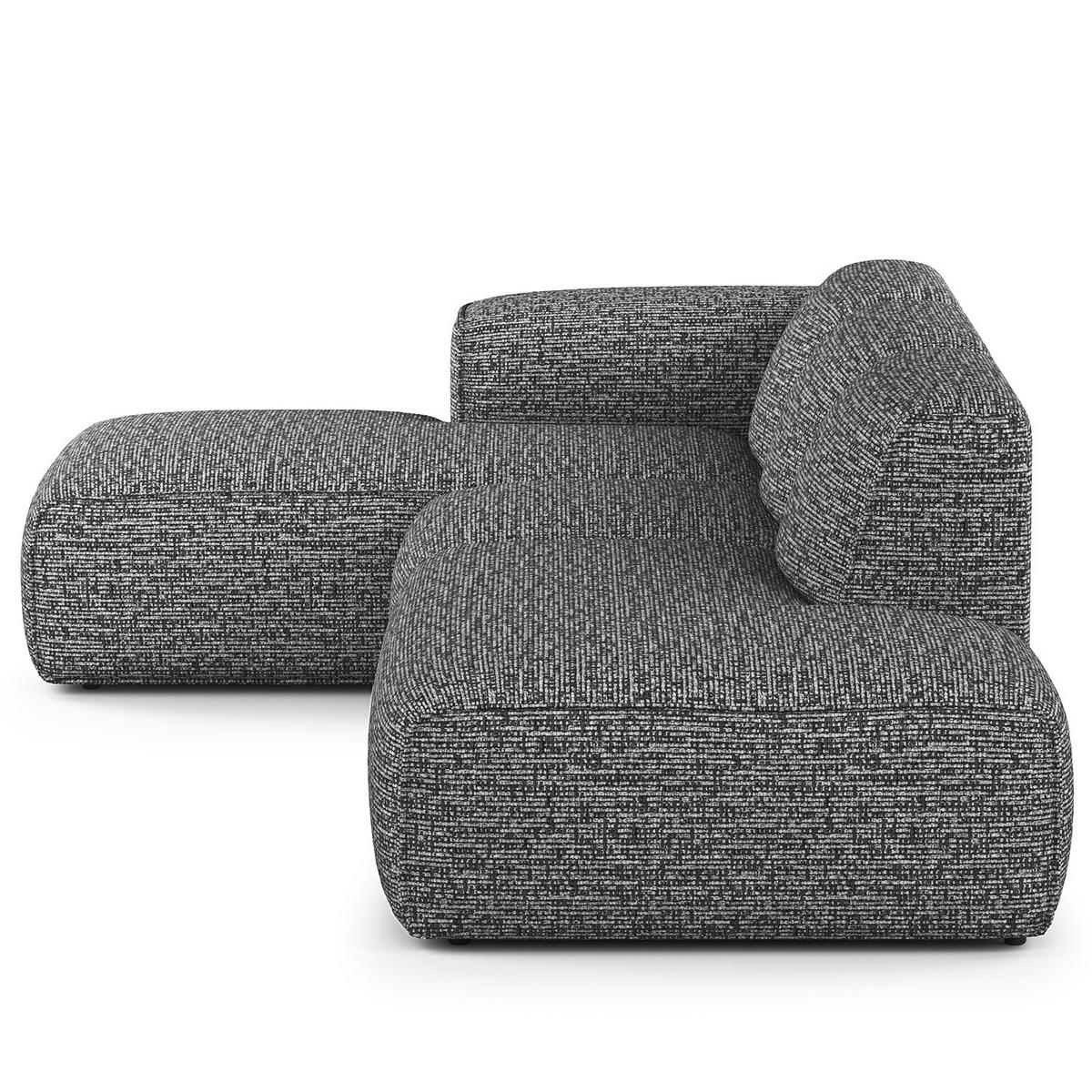 ECKSOFA mit Chaiselongue - Schwarz/Grau, Kunststoff/Textil (290/173cm) - home24
