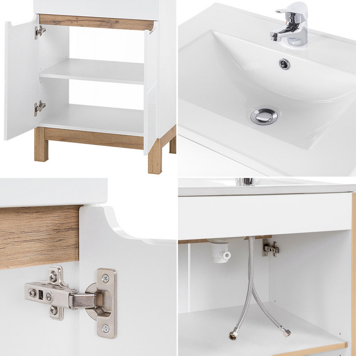 BADMÖBEL-SET 5-TLG. Solna-56 - Weiß, Holzwerkstoff (160/200/46cm) - Lomado