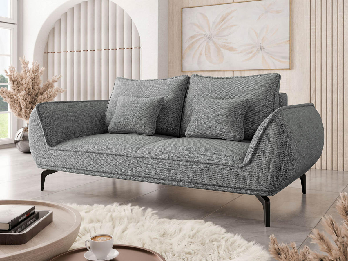 SOFA Cavo 2 - Schwarz/Grau, Holz/Textil (208/86/118cm) - MIRJAN24