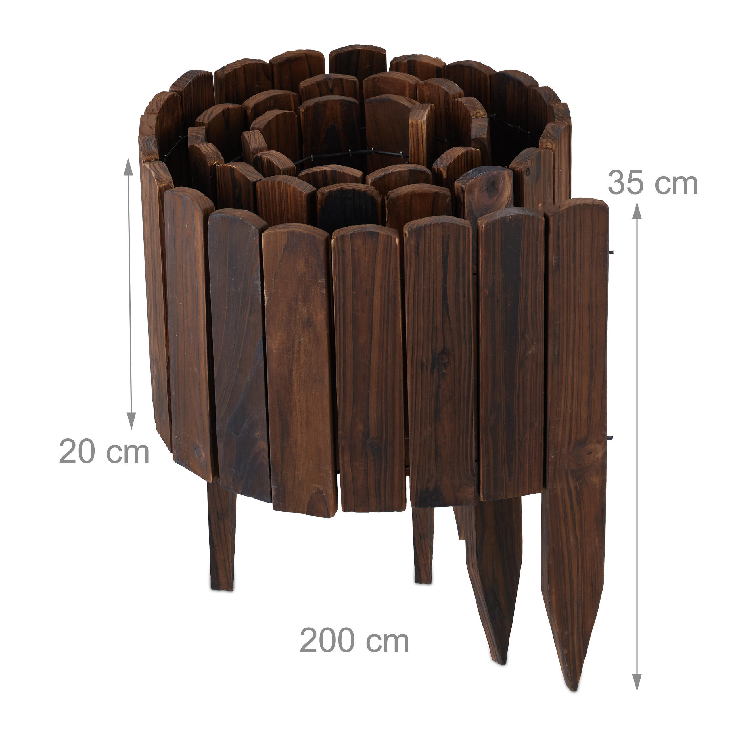 Thumbnail - Relaxdays Beeteinfassung, Dunkelbraun, Holz, 200x35x1 cm, Gartenzubehör, Hochbeete