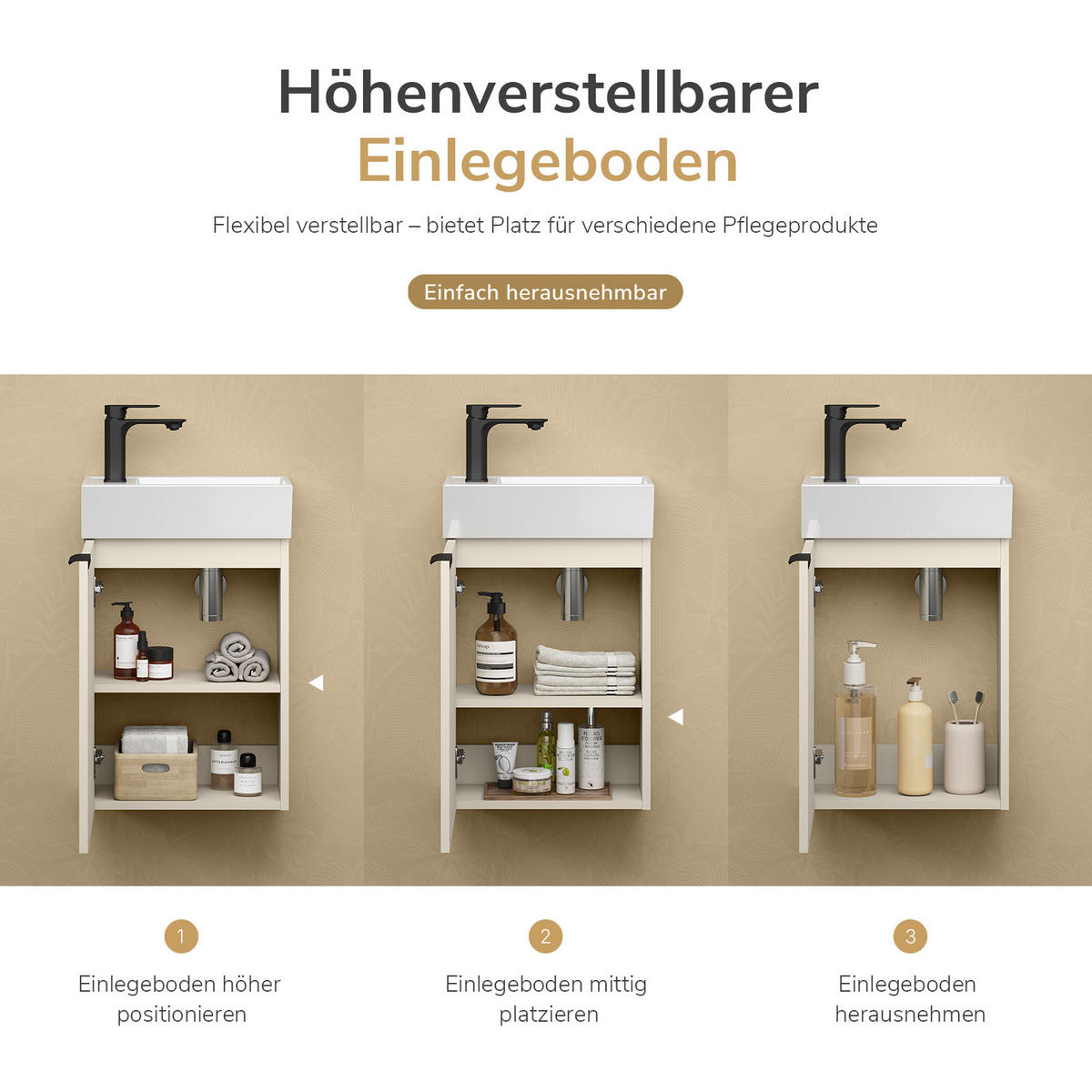 WASCHTISCHKOMBI Kaschmirgrau 64,5/41,5/22,5 cm - Kaschmir, Holz (41.5/64.5/22.5cm) - EMKE