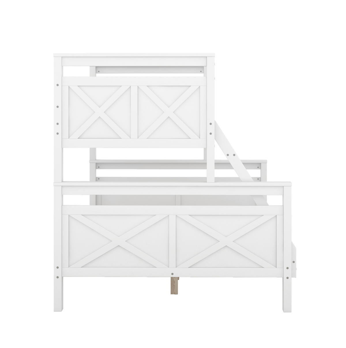 ETAGENBETT 90/200 cm mit Leiter und Sicherheitsgeländer umbaubar in 2 getrennte Betten weiß - Weiß, Holz (140/200cm) - OKWISH