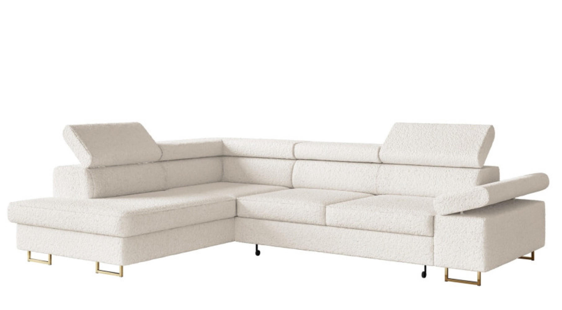 ECKSOFA Ecru ALEX Mit Verstellbaren Kopfstützen Links Stoff Boucle - Ecru, Textil (274/203cm) - Sepro Meble
