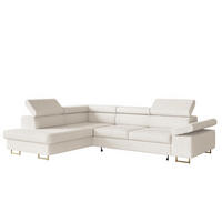 ECKSOFA Ecru ALEX Mit Verstellbaren Kopfstützen Links Stoff Boucle - Ecru, Textil (274/203cm) - Sepro Meble