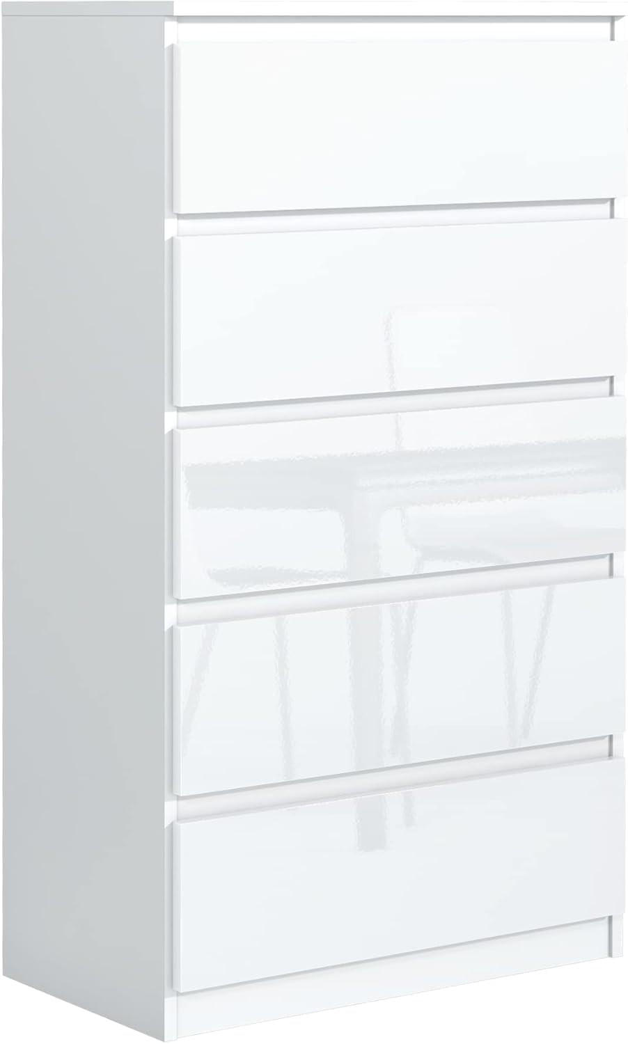 Mobelsta KOMMODE 70 Weiß Hochglanz-Fronten 70x39x124, 5 cm jetzt nur online ➤
