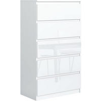 KOMMODE 70 Weiß & Hochglanz 70x39x124, 5 cm - Weiß Hochglanz, Holzwerkstoff (70/124.5/39cm) - Mobelsta