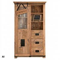 VITRINE Florenz 100 x 45 x175 cm - Schwarz/Braun, Holz (100/175/45cm) - Mr. Deko