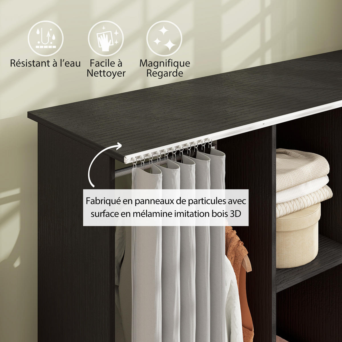 KLEIDERSCHRANK DE-17206 Schwarz - Schwarz, Holzwerkstoff (40/128/120cm) - ComfortXL