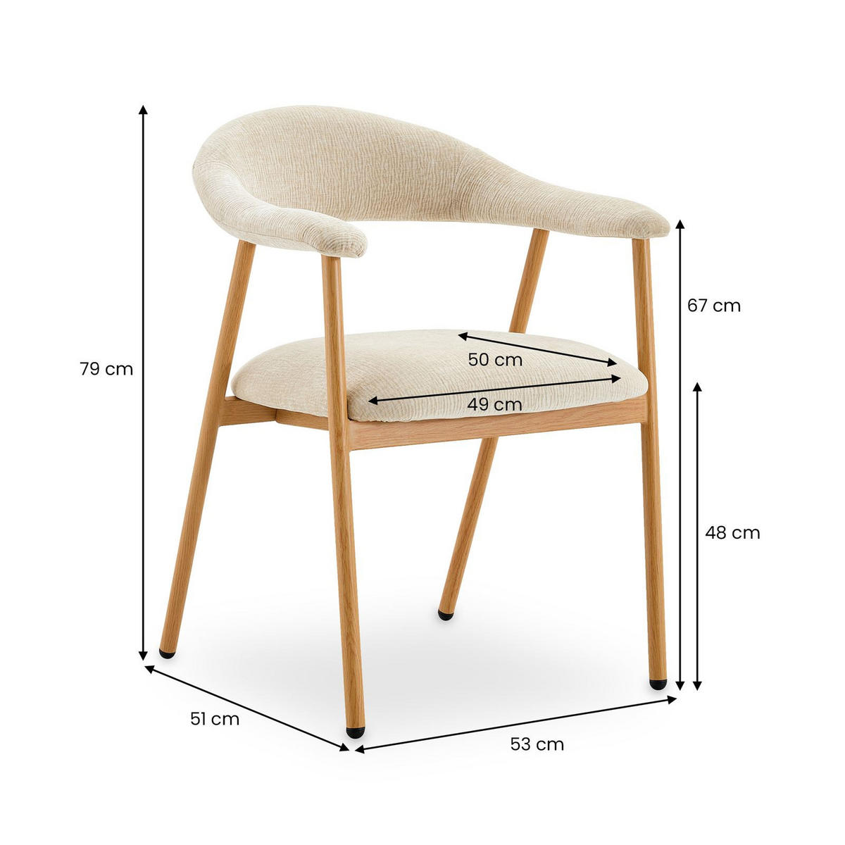 ESSZIMMERSTÜHLE ARLO 2er-Set cremeweiß - Creme, Textil (49/79/50cm) - IDIMEX