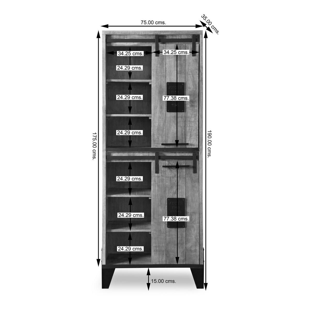 MASSIVER HOCHSCHRANK - Akazie massiv - Akaziefarben, Holz (75/192/35cm) - home24