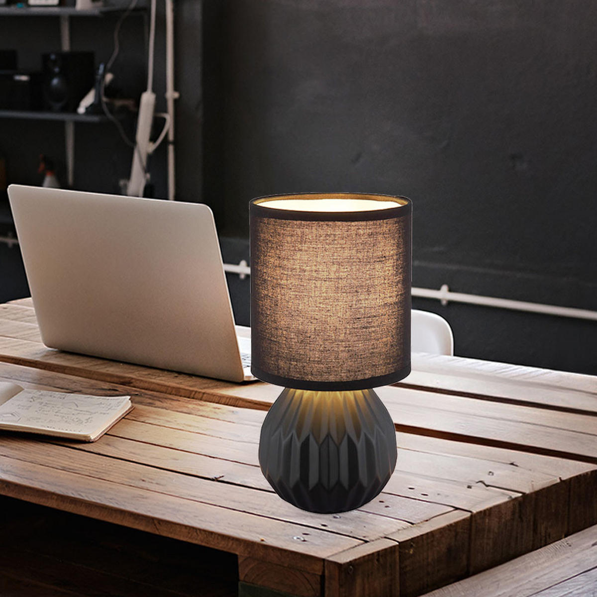 TISCHLEUCHTE Keramik Schwarz - Schwarz, Metall (12/12/23cm) - Globo Lighting