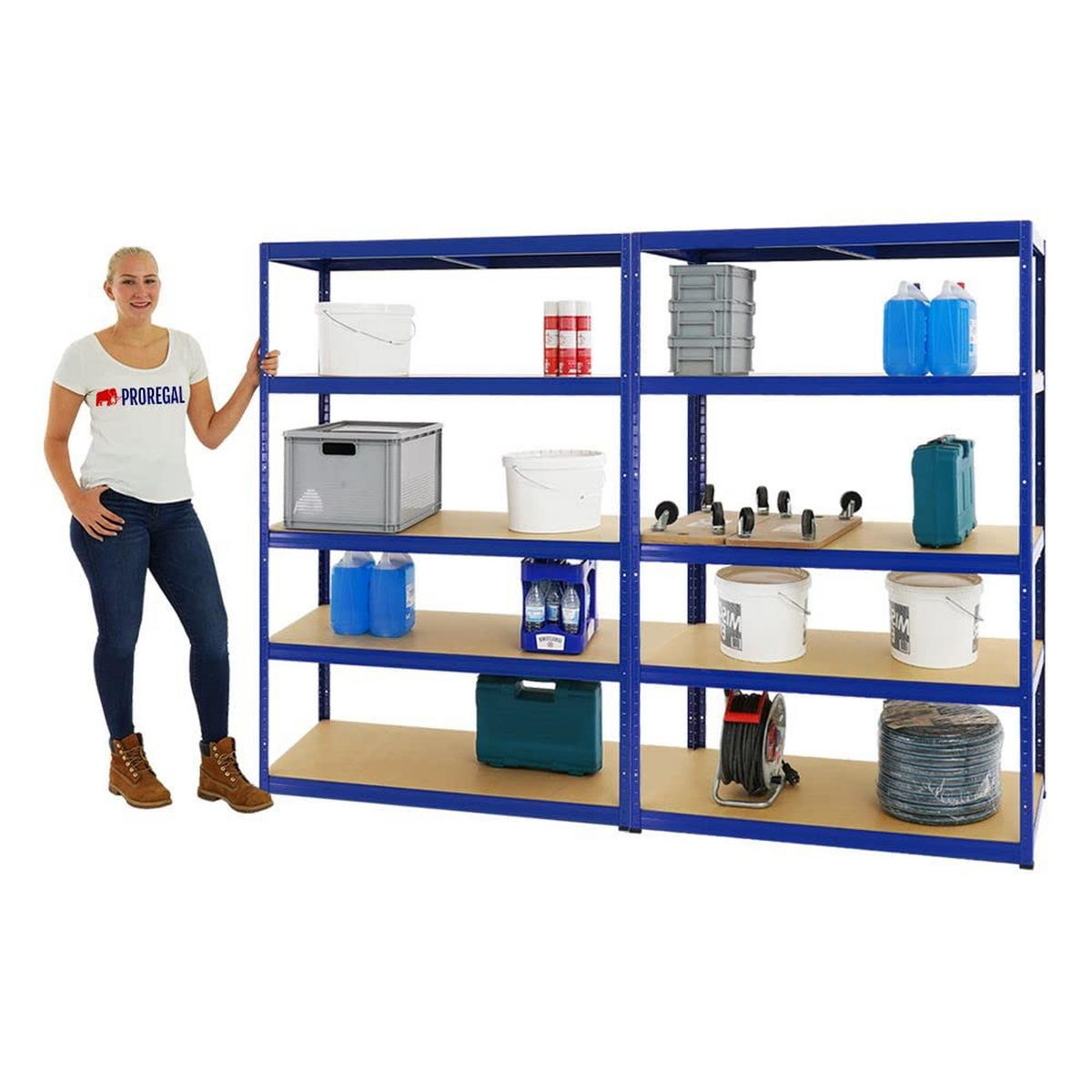 SCHWERLASTREGAL Big Elephant M 2er-Set mit 2x 180x120x60 cm Fachlast 250 kg Blau - Blau, Metall (240/180/60cm) - PROREGAL