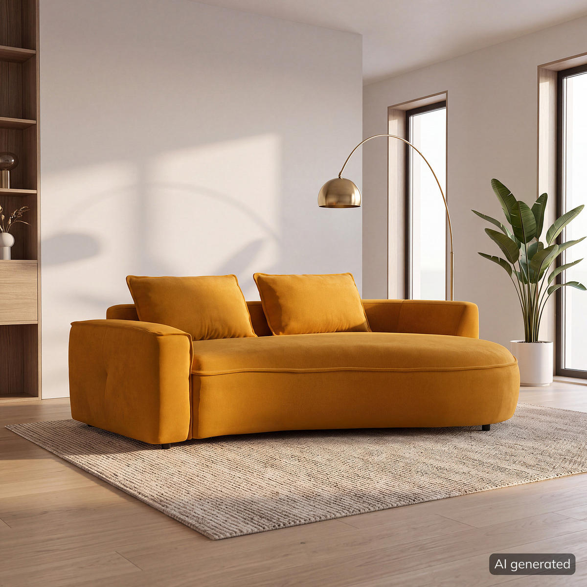 2,5-SITZER SOFA - Schwarz/Orange, Kunststoff/Textil (217/82/146cm) - home24