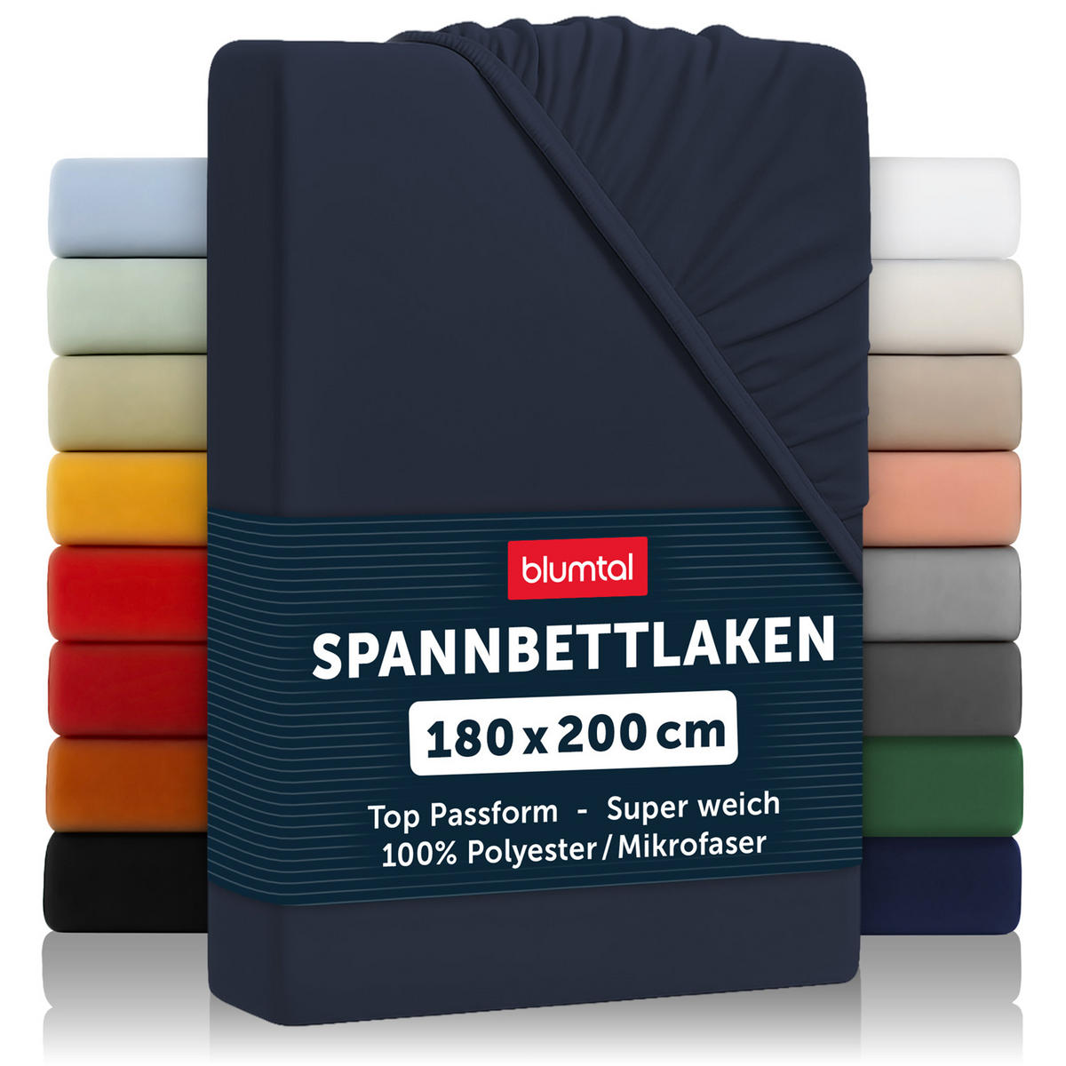 SPANNBETTLAKEN 2er-Set 180/200/30 cm Dunkelblau - Dunkelblau, Textil (180/200cm) - Blumtal