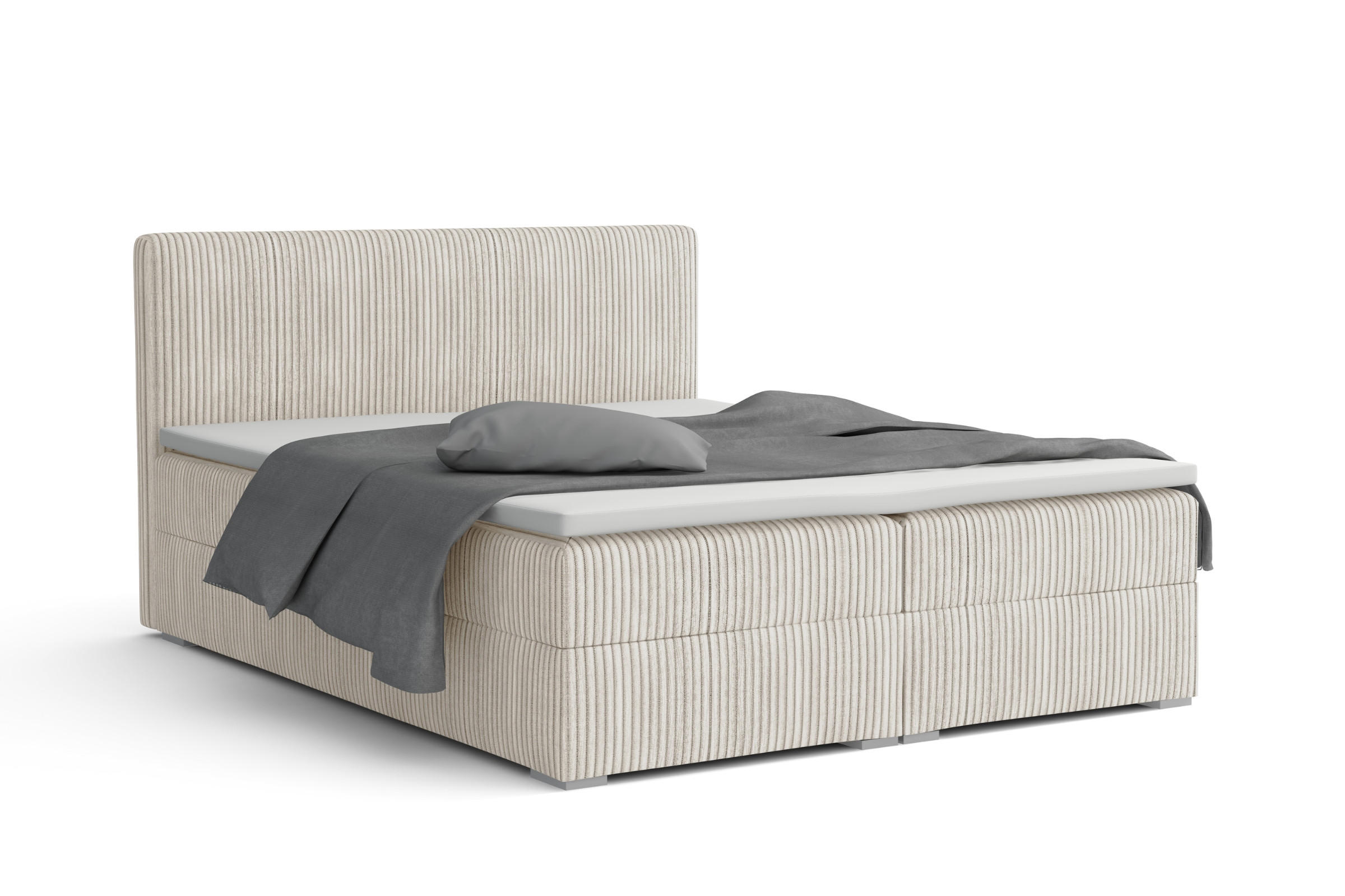 BOXBETT LON IV 140/200 in Cord Ecru H4 - Ecru, Holz/Holzwerkstoff (140/200cm) - Deine Möbel 24