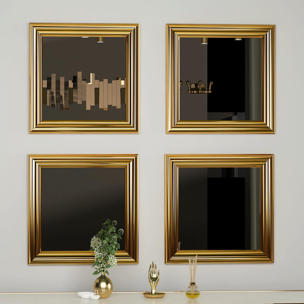 SPIEGEL Loza 4er Gold - Goldfarben, Kunststoff (40/40/2.4cm) - moebel17