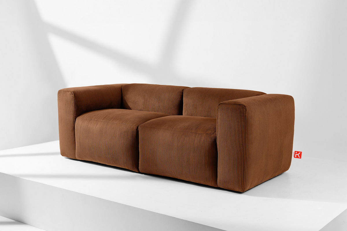 2-SITZER-MODULSOFA BUFFO mit extrem weicher und bequemer Sitzfläche, Kordstoff, ore - Orange, Textil (210/73/96cm) - KONSIMO®