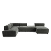 5-SITZER modulares Wohnlandschaft U XXL HEAVEN SET 6 Links, Breite 375 cm Webstoff Dunkelgrau - Dunkelgrau/Schwarz, Holz/Kunststoff (375/73/245cm) - Muffo