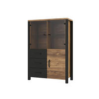 VITRÍNA Lyam Dřevo a černá - černá, kompozitní dřevo (101/146/43cm) - Petits-meubles