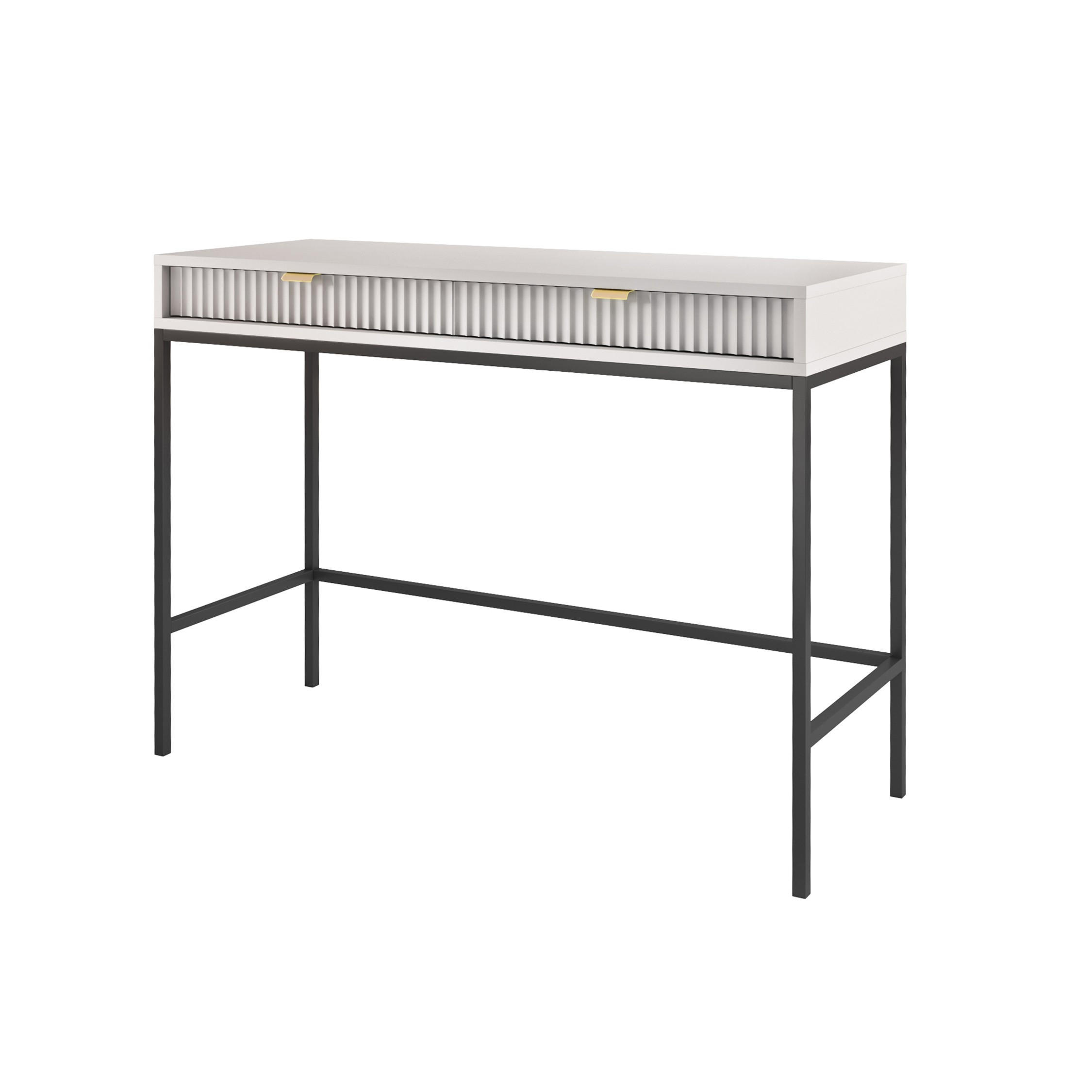 SCHMINKTISCH Nova Grau, Schwarze Beine, Konsoletisch mit Schubladen - Schwarz/Grau, Holzwerkstoff/Metall (50/104/78cm) - Bettso