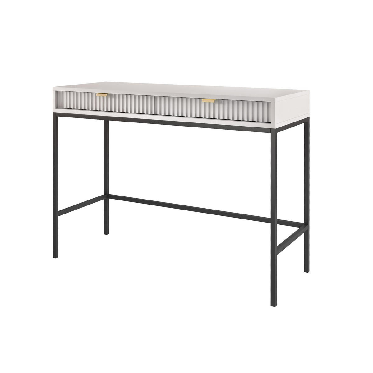 SCHMINKTISCH Nova Grau, Schwarze Beine, Konsoletisch mit Schubladen - Schwarz/Grau, Holzwerkstoff/Metall (50/104/78cm) - Bettso