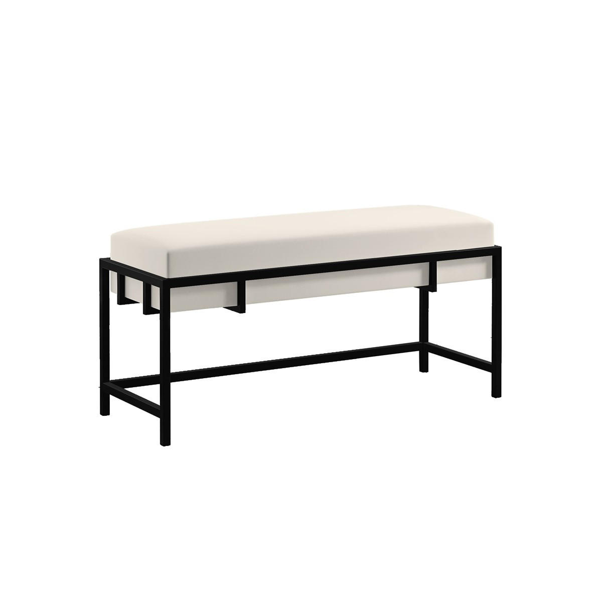 POLSTERBANK LAMO 80 cm Hellbeige, Schwarzes Gestell - Creme/Schwarz, Textil/Metall (80/45/35cm) - Bettso