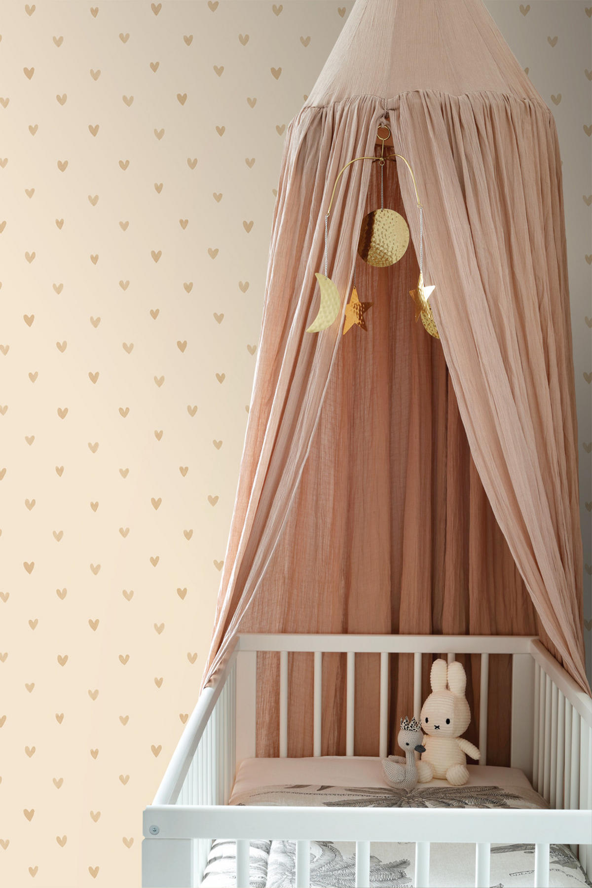 TAPETE Herzchen 53 cm x 10.05 m - Beige, Papier (53/0.1cm) - ESTAhome