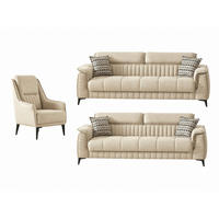 SITZGARNITUR Regina, Beige Stellvariante 3+3+1 - Beige, Holzwerkstoff/Kunststoff (243/85/95cm)
