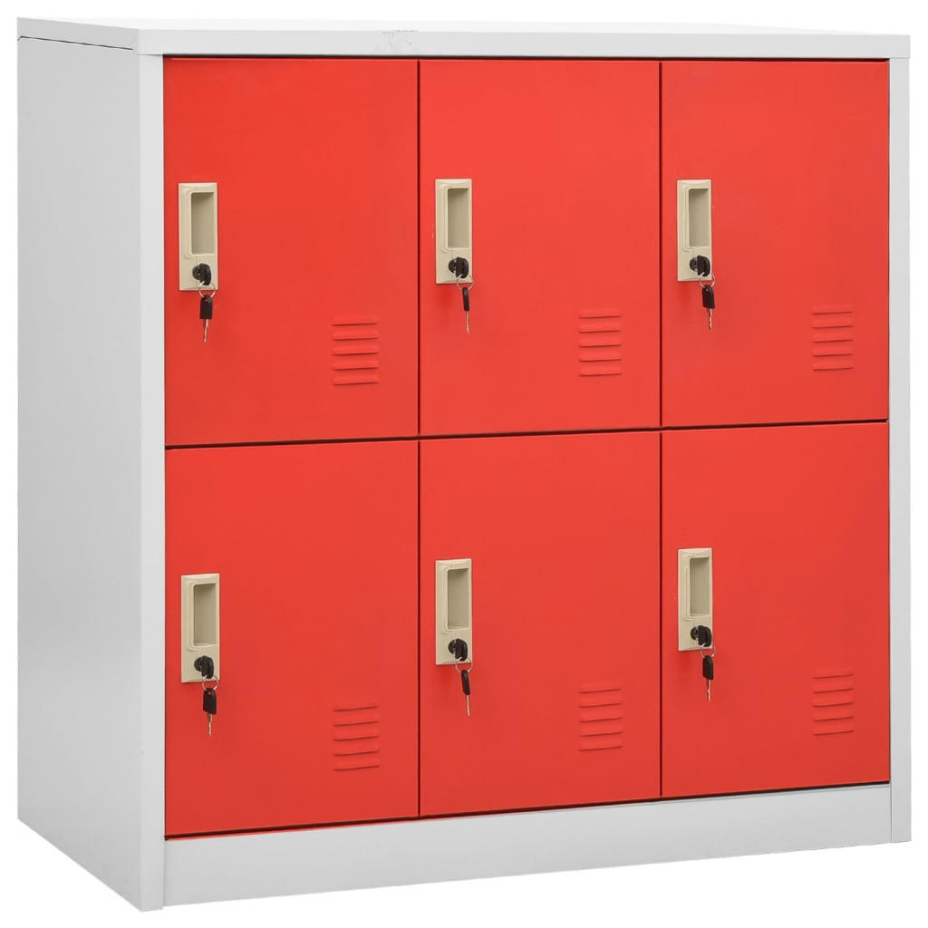 SCHLIESSFACHSCHRANK Hellgrau Und Rot 90/45/92,5 Cm Stahl - Rot, Metall (45/92.5/90cm) - vidaXL