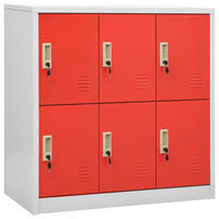 SCHLIESSFACHSCHRANK Hellgrau Und Rot 90/45/92,5 Cm Stahl - Rot, Metall (45/92.5/90cm) - vidaXL