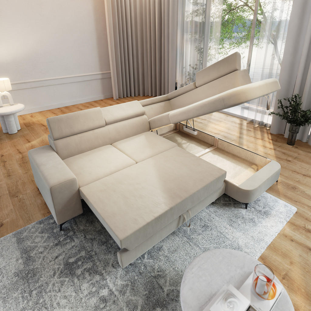 Thumbnail - Masseno Ecksofa, Creme, Holz, 4-Sitzer, L-Form,L-Form, 253x190 cm, Wohnzimmer, Sofas & Couches, Wohnlandschaften, Ecksof...