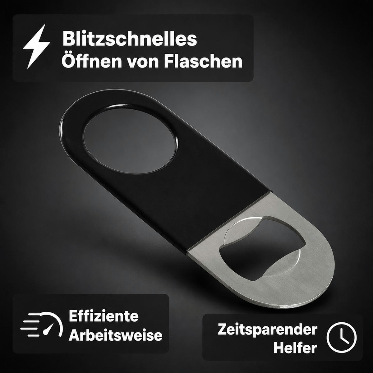 FLASCHENÖFFNER - Schwarz, Metall (0.4cm) - ich-zapfe